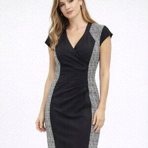 Joseph Ribkoff Black & White Cap Sleeve Sheath Dress Sz 8